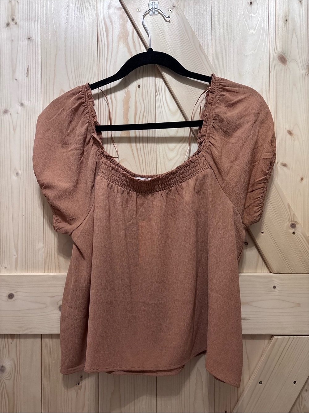 Pink Rose Womens Puff-Sleeve Square Neck Top - Rust NWT- Large